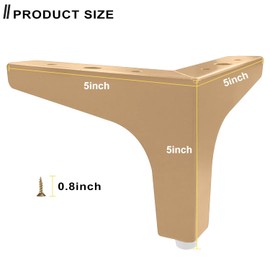 AODIOU Furniture Legs Gold Feet: Sofa Legs Replacement Set of 8 - Metal Furniture Legs 4 Inch Triangle Feet