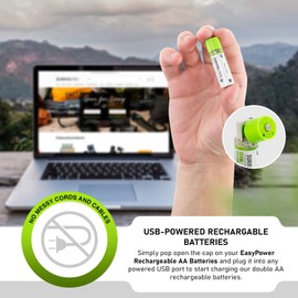 Survival Frog EasyPower USB AA Rechargeable Batteries -1.2V/1450 mAh Long Lasting Double A USB Co. - (4 Pack)