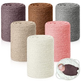 Tudomro 6 Pcs 15.8 x 59'' Newborn Baby Stretch Wraps Set 6 Colors Baby Photography Props Unisex Newborn Long Ripple Wrap Photo Blanket for Baby Girl Boy Christmas DIY Photography Prop(Fresh Color)