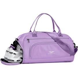 FIORETTO 30L Womens Weekend Bag Overnight Hospital Bag with Shoes Compartment & Wet Pocket, Water Resistant Gym Bag Duffle Bag Travel Bag Holdall for Women Men Purple