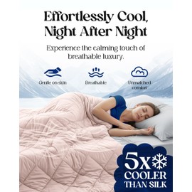 SLEEPHORIA Cooling Comforter King Size for Hot Sleepers & Night Sweats, Luxury Lightweight Breathable Bedding, All-Season Cool Blanket for Bed, Reversible Cold & Soft Touch (Pink & Beige)