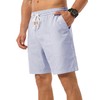 Sailwind Men's Linen Cotton Shorts 7" Elastic Waist Drawstring Casual