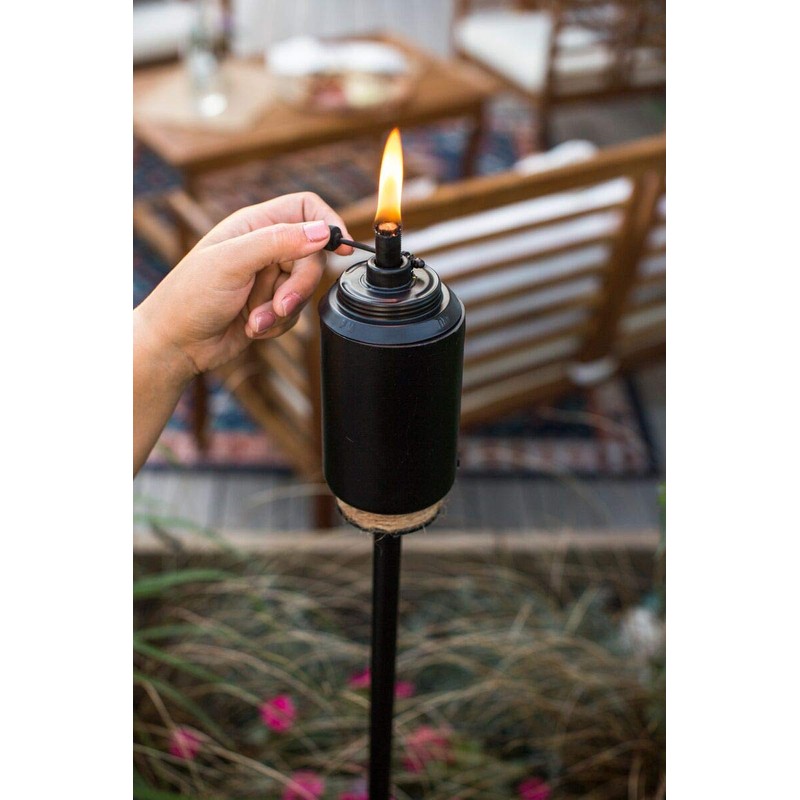 TIKI Adjustable Flame Resin Torch – Black Decorative Outdoor Lighting