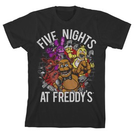 Five Night at Freddy's Breaking Walls Boy's Black T-Shirt-XS