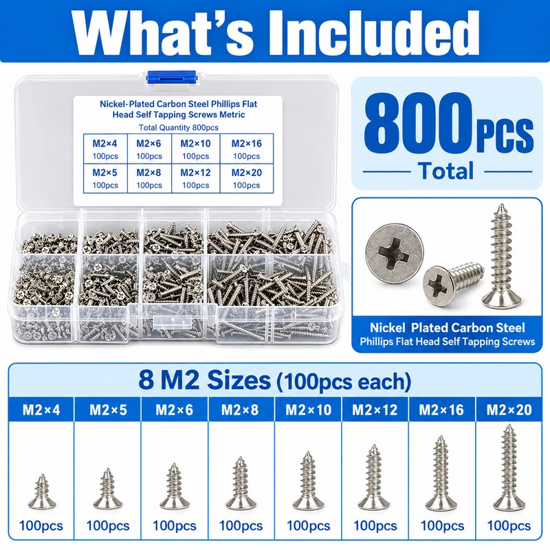 M2 Self-Tapping Wood Screw Assortment Kit for DIY Repairs –