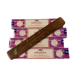 VIE Satya Incense Sticks, 4 Packs x 15g, with Incense Holder, Nirvana