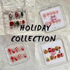 NailHaven| holiday nails collection | Christmas designs||  |cute nails| nails | acrylic press-on| fake nails |Handmade | high quality Press on nails 10 pcs|reusable nails|nail art|nail charm|handmade press ons|uña sacri lic as - Color: H11-Santa is on th