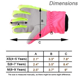 MAGARROW Outdoor Winter Children's Ski Gloves Warm Snowboard Boys Girls Snowproof Fleece Children's Hand Warmer (Pink, S (6~7 Years))