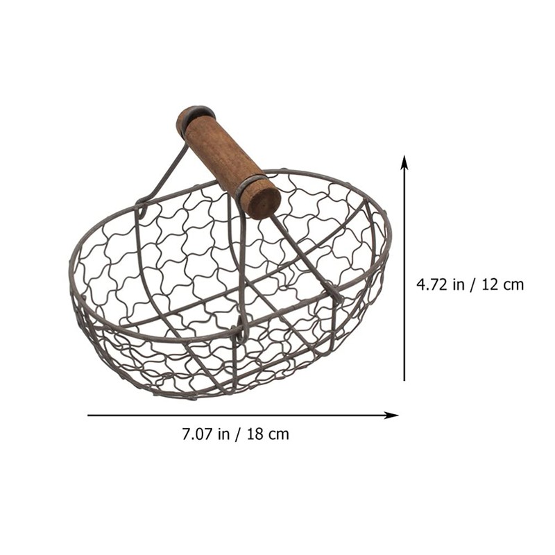 Angoily Pack of 3 Wire Egg Basket with Wooden Handle