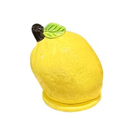 123Arts Lemon Ceramic Toothpick Box Toothpick Holder Organizer Cotton Swab Storage Jar with Lid