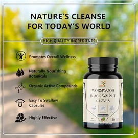 SMSHEALTHPRODUCTS.com SMSHEALTHPRODUCTS.com Wormwood Black Walnut Clove Capsules – Herbal Detox & Cleanse Supplement, 120 Capsules for Digestive Support and Wellness