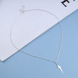 Inilbran Boho Thunder Choker Necklace Silver Flash Necklace Choker Vintage Thunder Pendant Necklace Minimalist Flash Flash Necklace Jewellery for Women and Girls