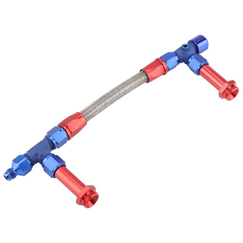 AN8 Braided Dual Feed Fuel Line Kit Carb Fittings for