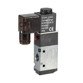 sourcing map AC 24V 3 Way 2 Position 1/4" PT,Pneumatic Air Control NC Solenoid Valve,Internally Single Piloted Acting Type,3V210-08