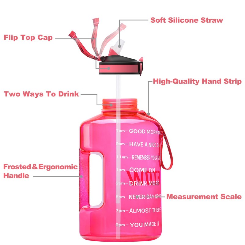 ETDW Gallon Water Bottle Jug witth Straw Cleaning Brush, 128oz