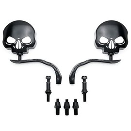 SMT-Skull Flame Black Side Mirrors Compatible With Harley Road King Electra Street Glide Ultra [B00RUDY8IA]