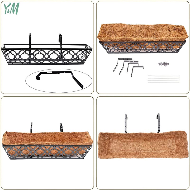 Y&M 4pcs 24 Inch Window Deck with Coconut Coir Liner,