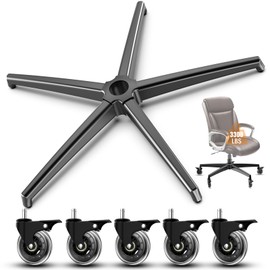 Office Chair Base Replacement PartsWith 5 Casters with Brakes(3300 lbs) - Heavy Alloy Office Chair Base Replacement, Universal Gas Cylinder