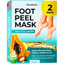 Foot Peeling Mask for Dead Skin Remover & Deep Moisturize | 2 Pairs | Dermatologically Tested - Foot Peel Mask for Dry Cracked Feet - Foot Mask make Soft Baby Feet for Men & Women | Aloe Vera