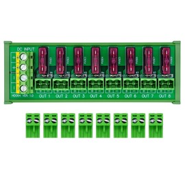 DIN Rail Mount DC 5-32V 8 Channel Pluggable Top Wiring Terminal Block Power Distribution Fuse Module, HCDC HD064VT
