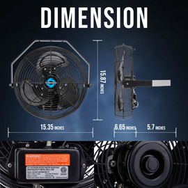 Tornado 12 Inch Outdoor Rated IPX4 Water-Resistant High Velocity Metal Industrial Wall Mount Fan For Commercial, Industrial, Residential, TEAO Motor 3 Speed 1650 CFM 6.6 FT Cord cETL Safety Listed