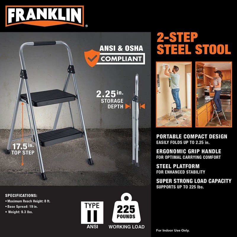 HFT FRANKLIN 2 Step (Two-Step) Stool Ladder by Franklin Type