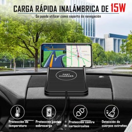 Base De Carga Inalámbrica Para Coche, 15 W Inalámbrica Usb