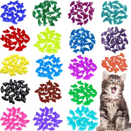VICTHY 120pcs Cat Nail Caps | Cat Nail Covers | Cat Claw Caps with Adhesives and Applicators (Large)