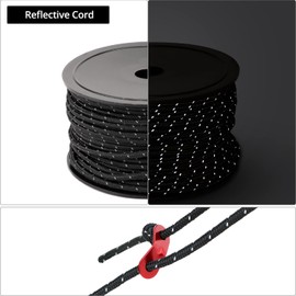 QWORK® 5 mm x 50 m High-Strength Guy Ropes Tent Cord with 10 Aluminium Rope Tensioners, Reflective Tent Ropes for Camping, Tents, Awnings, Awning