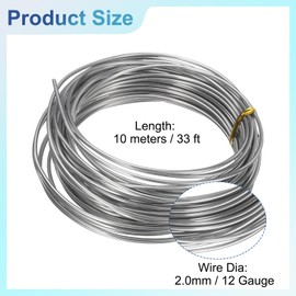 sourcing map 12 Gauge 2.0mm Stainless Steel Wire 10m/33 ft Soft Craft Sculpting Artistic Wire Tarnish Resistant Jewelry Wire for Jewelry Making Beading DIY Crafts Supplies, Silver