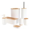 White Soap and Lotion Pump Dispenser Padang with Bamboo Top
