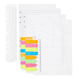 Okuna Outpost A5 Binder Inserts with Dotted Paper, Lined Paper, Zip Envelope, 3-Pocket Bag, 320 Note Flag Tabs, Ruler Marker for 6-Ring Notebook
