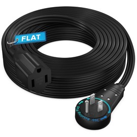 Maximm 360° Rotating Flat Plug Extension Cord 50 feet Flat Cord with Slim Space-Saving Plug Design, Low Profile (Black)