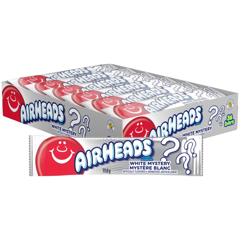 AIRHEADS CANDY INDIVIDUALLY WRAPPED BARS, WHITE MYSTERY, PARTY, 0.55 OUNCE