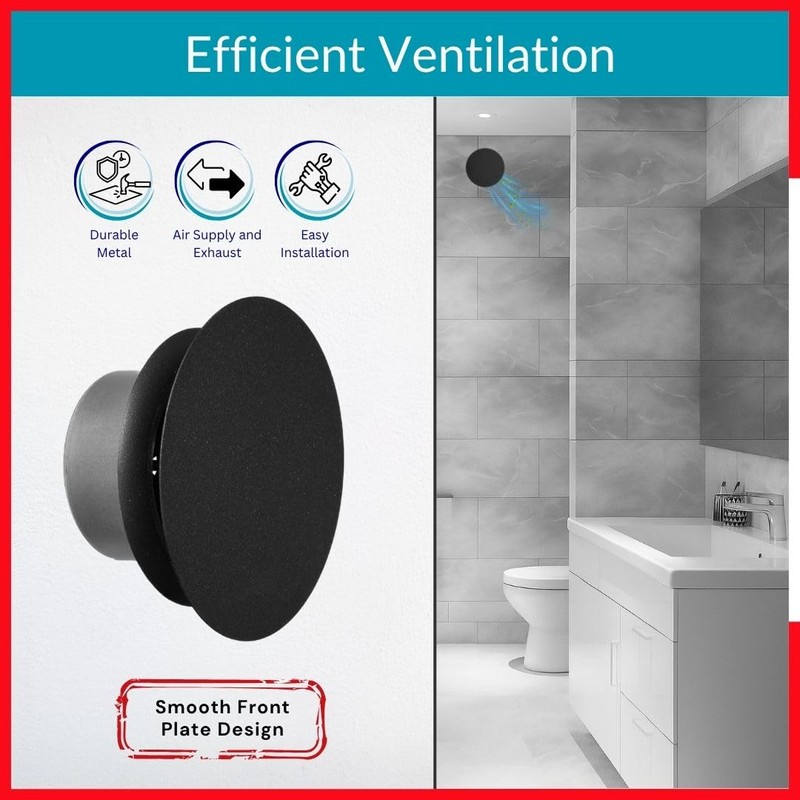 TURvent 4 inch Black/Anthracite Metal Diffuser - Adjustable Vent for