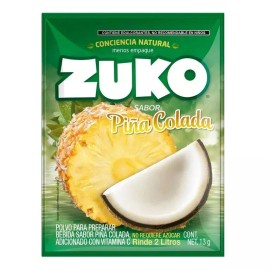 ZUKO MEXICANO SABOR PIÑA COLADA - 10 SOBRES 13g c/u - CADA SOBRE RINDE 2 LITROS.