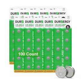 DURNERGY 395 Watch Battery 100 Pack, AG7 Battery SR927SW Watch Batteries, LR927 Button Cell Batteries, Alkaline 395 399