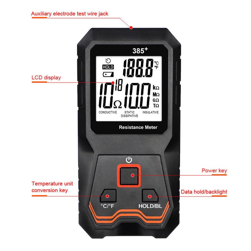 Resistance Tester LCD Display Auto Recognition Quick Response Resistance Meter