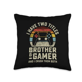 LevelUp Video Gamer Merch Store Gamer Brother Son Video Games Gifts Boys Throw Pillow, 16x16, Multicolor