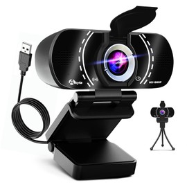 Akyta Webcam with Microphone, 1080P Webcams with Tripod/Privacy Cover/Wide Angle 110°, USB Web Camera for Laptop Desktop Computer PC Mac Video Calling/Streaming/Zoom Conference