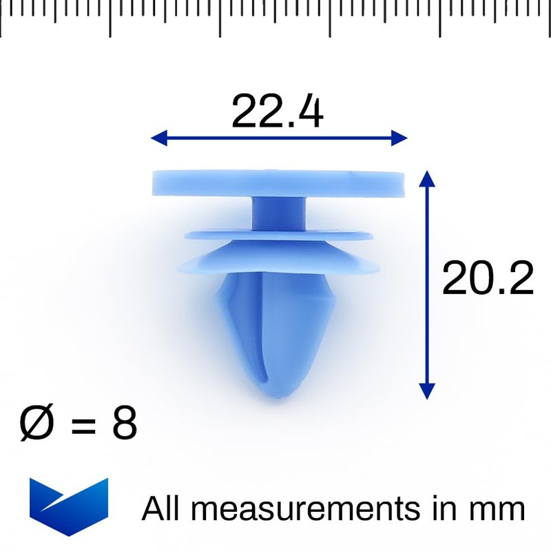 VVO Fasteners Plastic Side Body Moulding Clip Blue Pack of
