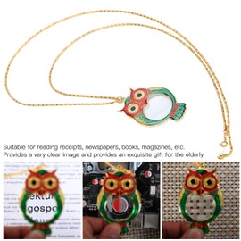 Pendant Magnifier, 10X with Chain Fun Necklace Magnifying Glass, Practical Owl Pattern for Children The Elderly