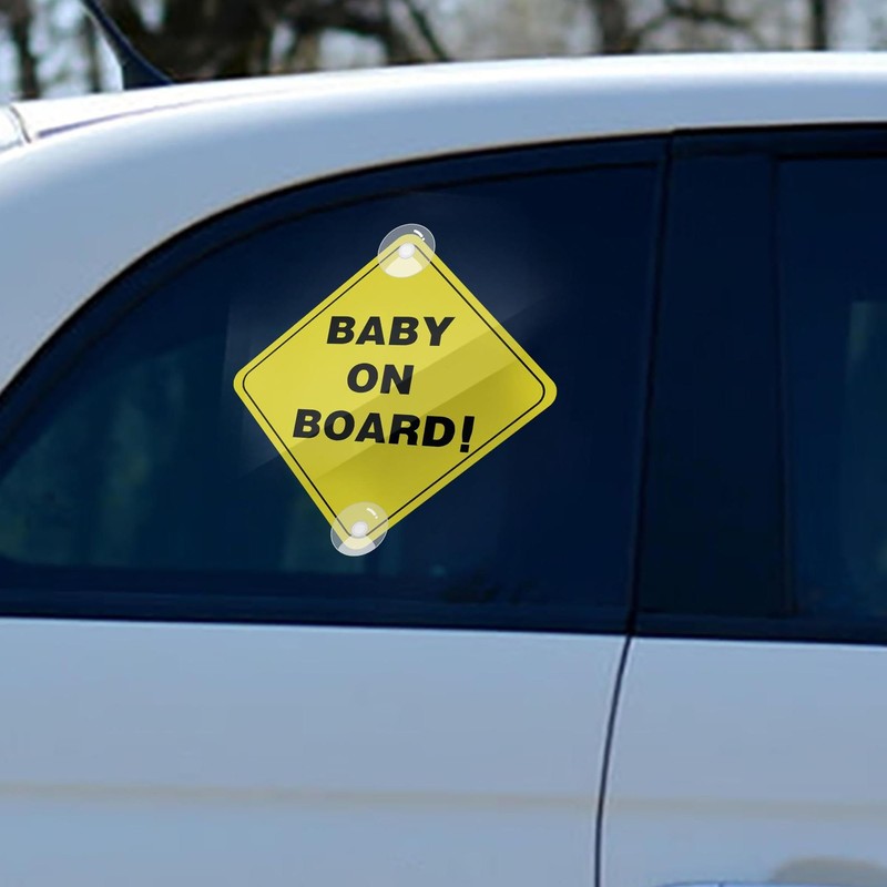 ASSURED SIGNS Baby On Board Sign with Suction Cups,Baby Safety