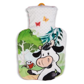 NICI 49037 Cow Cowluna 500 ml Colourful Sustainable Cuddly Toy Hot Water Bottle Cuddly Hot Toy from 10 Months - Hot Water Bottle Animal - Plush Toy Bed Bottle