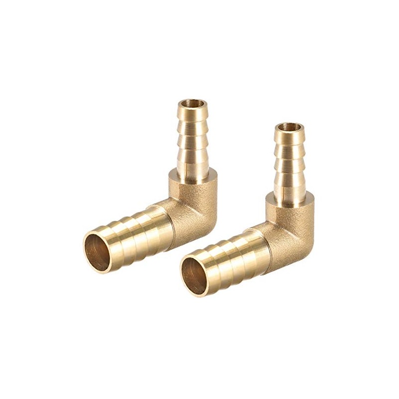 sourcing map 12mm to 8mm Barb Brass Hose Fitting 90