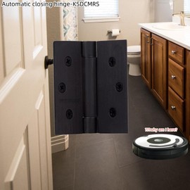 3.5" Self-Closing Stainless Steel Hinges,3-1/2 inch x 3 1/2 Inch Heavy Duty Spring Loaded Automatic Adjustable to Close Door Hinge with Square Corner (Matte Black-3PACK)