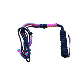 Knot Halter with Rope for Horses - Padded Nose and Neck Ideal for Ground Work, Horse Training, Training (Black-Pink-Green)