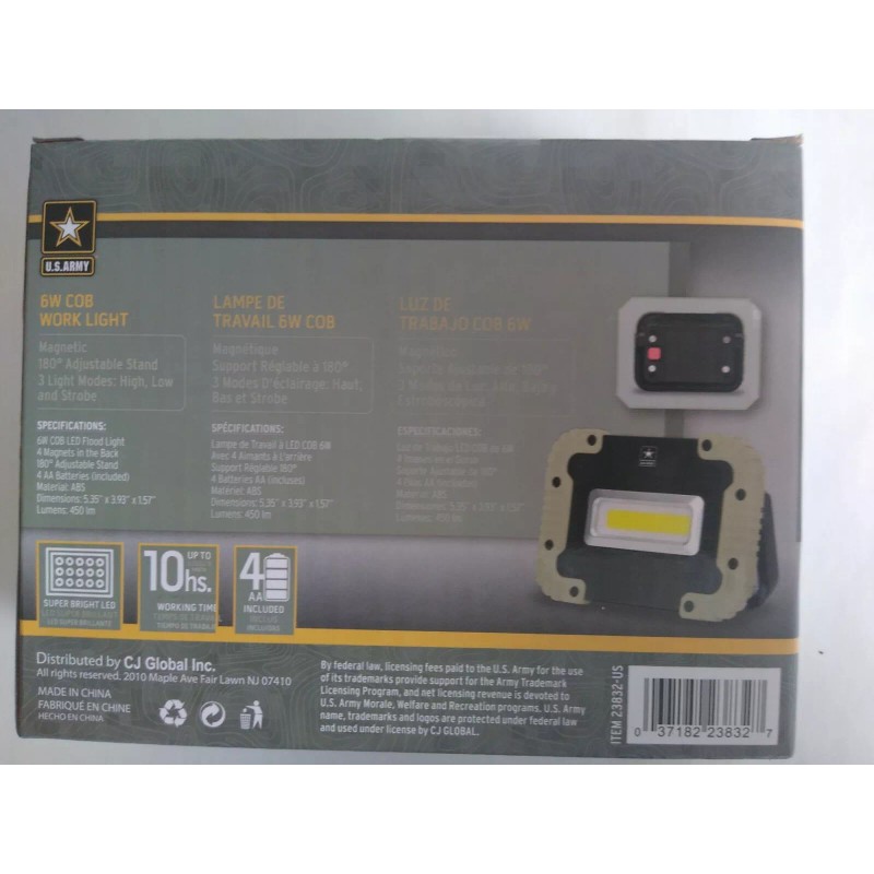 Armed Forces US Army LED Light Super Bright 4AA Batteries