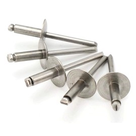 Stainless Steel Pop Rivets 3/16 Diameter (#6) Large Flange Blind Rivets 6-4LF, 3/16" x 1/4" Grip (0.188-0.250) Qty 100