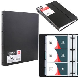 Business Cards Ring Binder, Business Card Folder, Business Card Holder, Business Card Holder for 180 Cards, for Credit Cards, Business Card Book, Waterproof, Black, Pack of 1